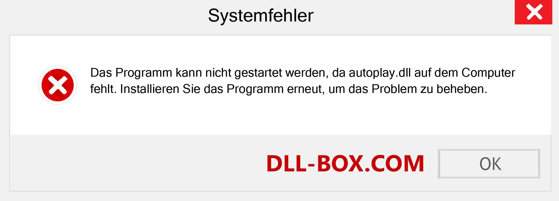 autoplay.dll-Datei fehlt?. Download für Windows 7, 8, 10 - Fix autoplay dll Missing Error unter Windows, Fotos, Bildern