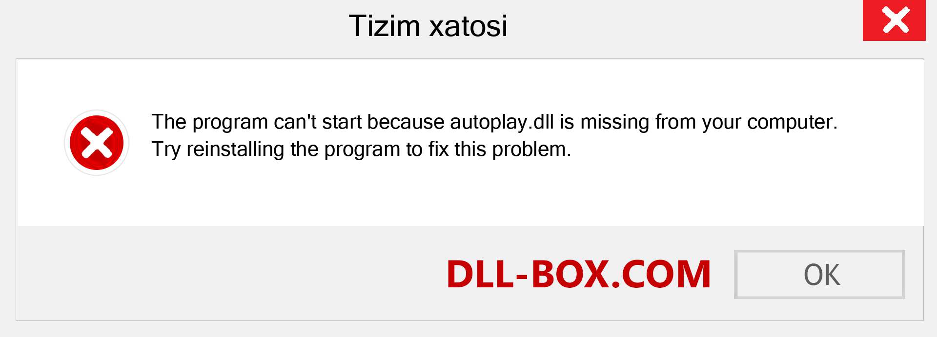 autoplay.dll fayli yo'qolganmi?. Windows 7, 8, 10 uchun yuklab olish - Windowsda autoplay dll etishmayotgan xatoni tuzating, rasmlar, rasmlar